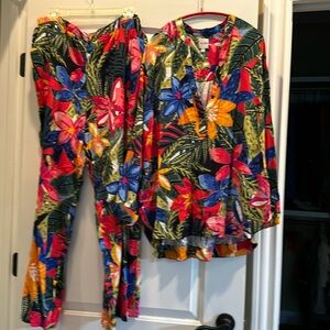 NICE+ZOE-Two Piece Pant Set-3/4 Sleeve